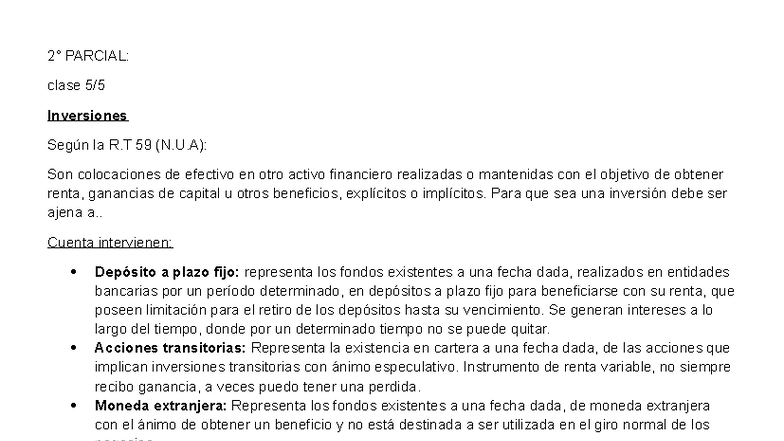Parcial 2: Inversiones y Bienes de Uso en Contabilidad - Studocu