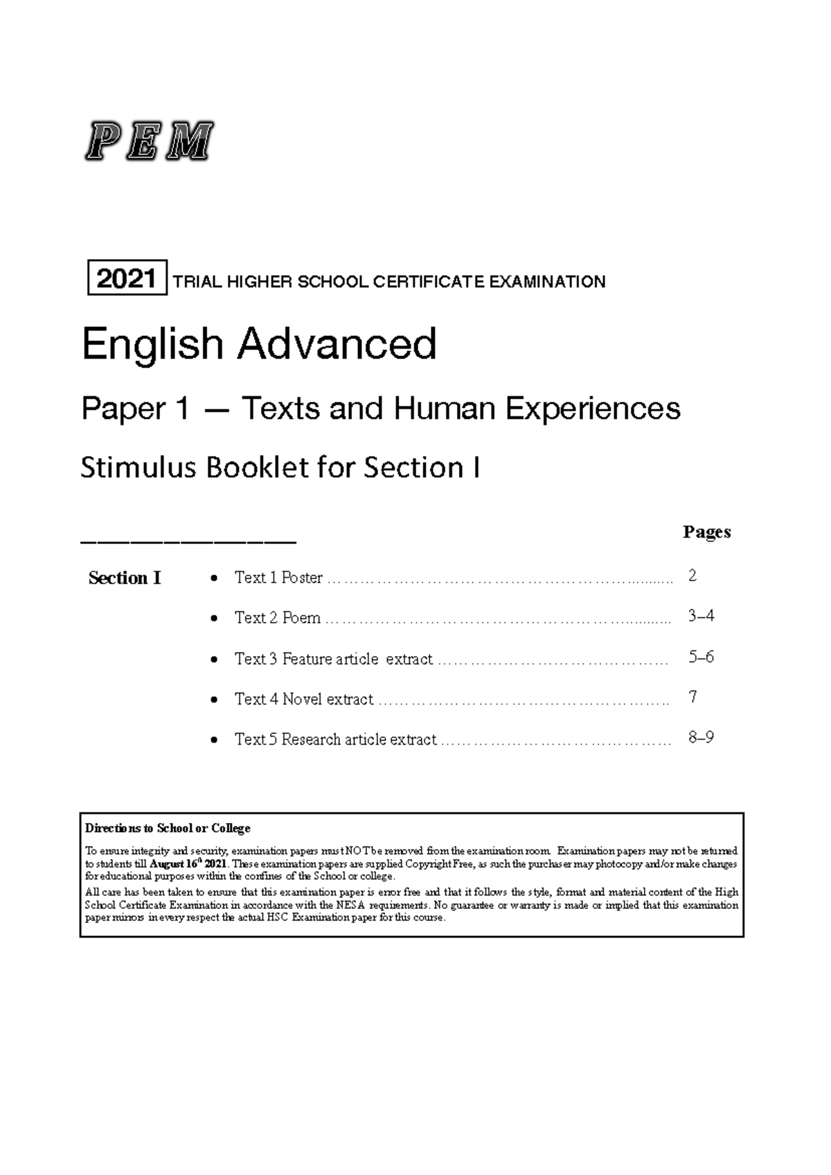 PEM 2021 Eng Adv Trials (Stimulus) - 2021 TRIAL HIGHER SCHOOL ...