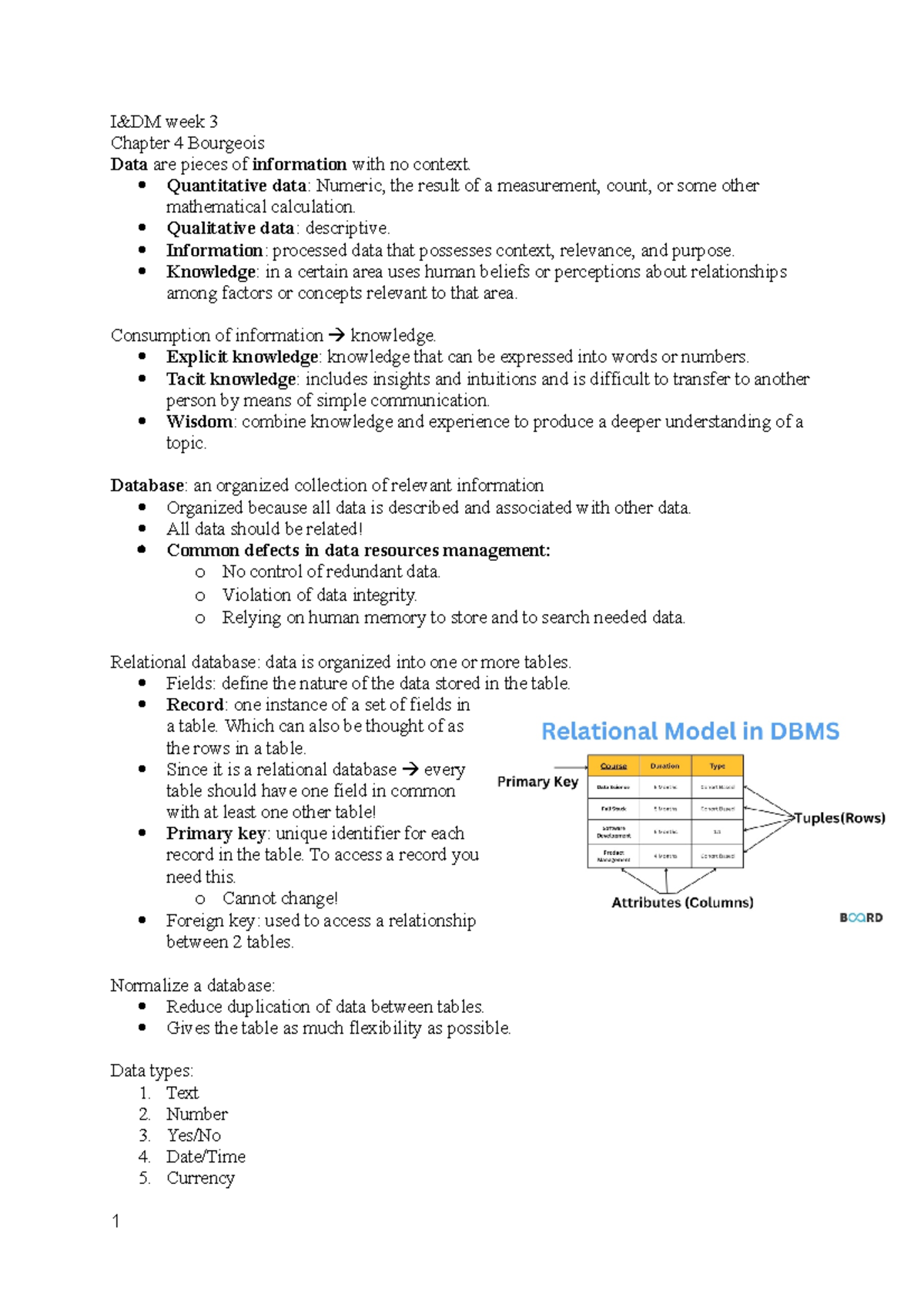 IDM Week 3 - Lecture Notes on Data Management and Blockchain - Studeersnel
