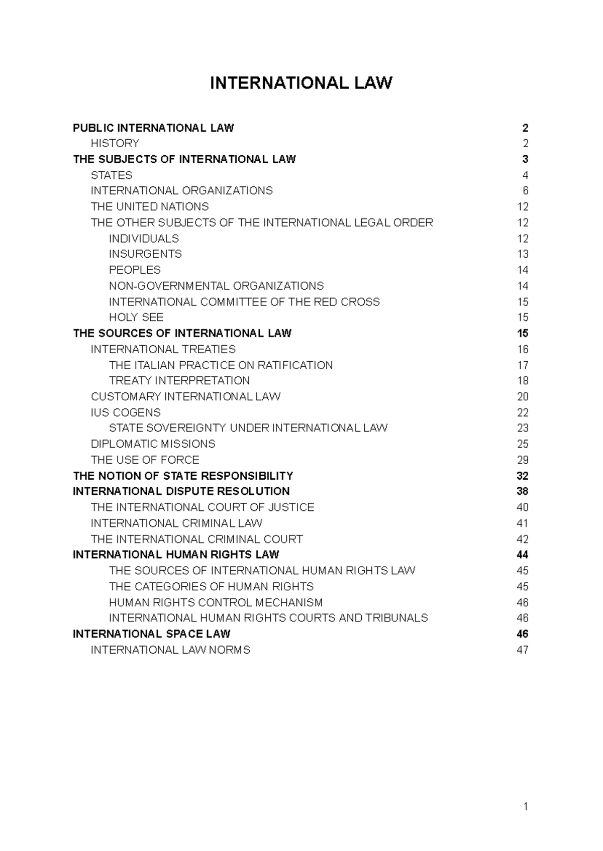 International Law: Key Concepts and Principles (Course Code: IL 101 ...