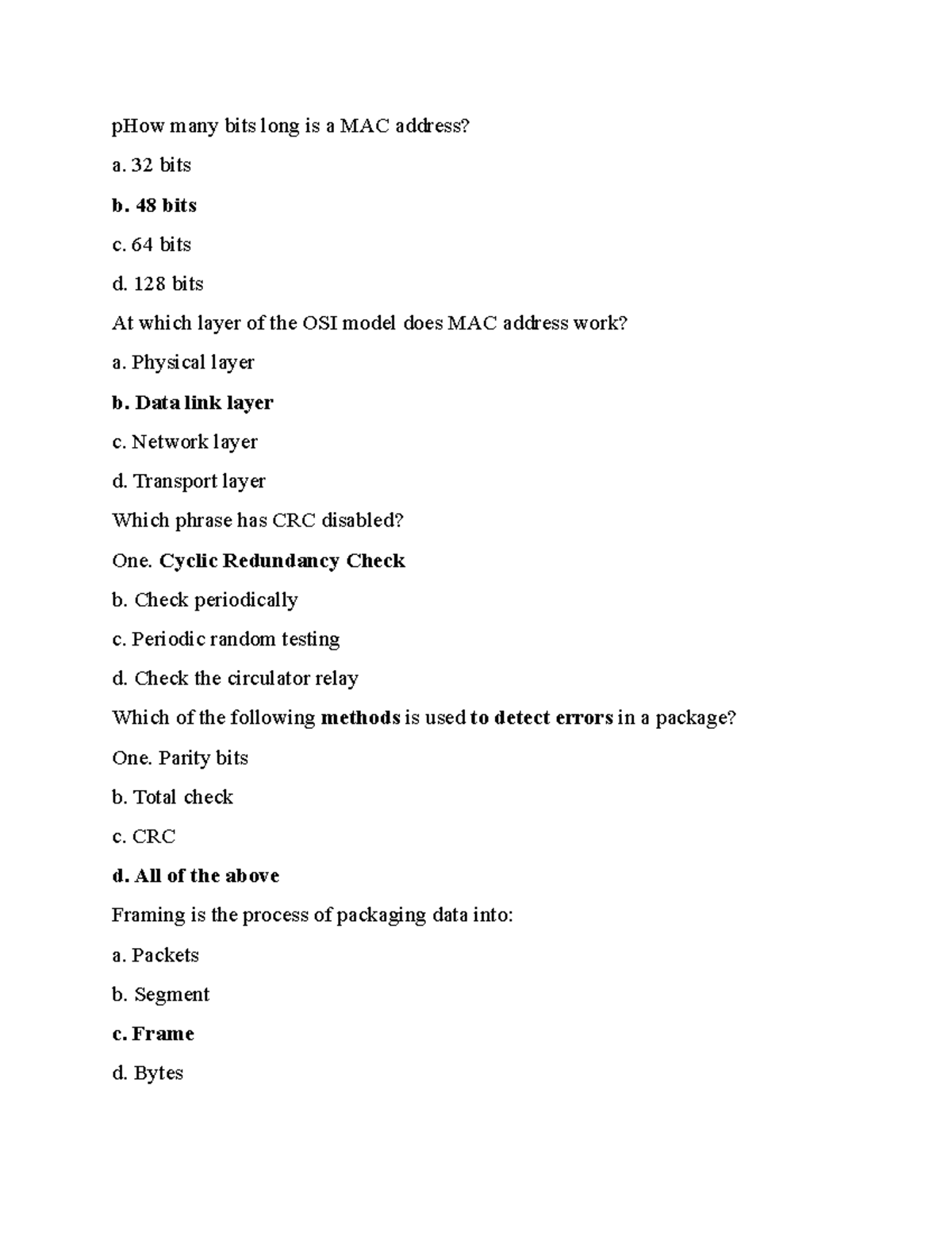 Ôn tập chương 3 + 4 - pHow many bits long is a MAC address? a. 32 bits ...