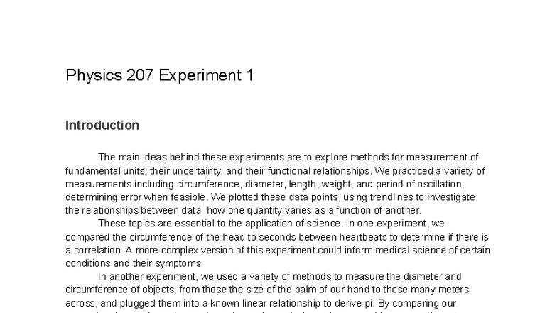 Physics 207 CD7 Experiment 1: Measurement Methods & Uncertainty ...