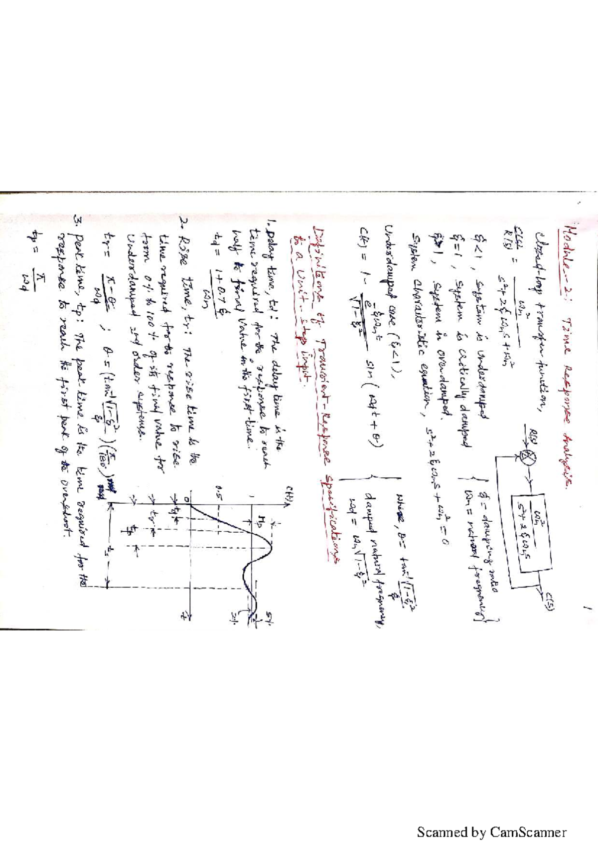 Module 3 - Lecture Notes on Time Response Analysis and Specifications ...