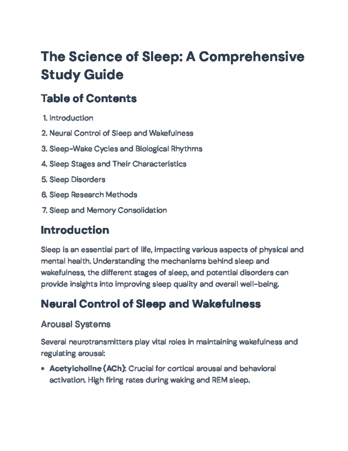 Comprehensive Study Guide on Sleep Science and Disorders (PSY 201 ...
