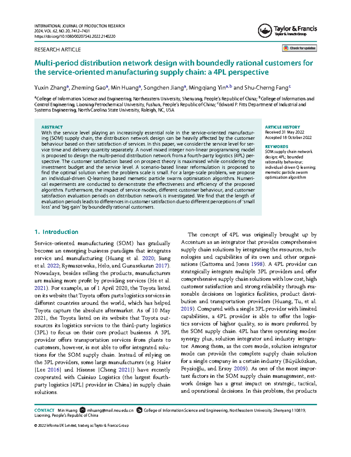 Designing Distribution Networks with Bounded Rationality in SOM Supply ...