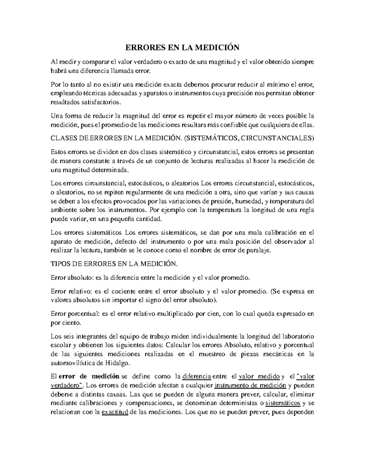 Errores en la Medición: Probabilidad y Estadística (Estadística Inferencial) - Document Preview