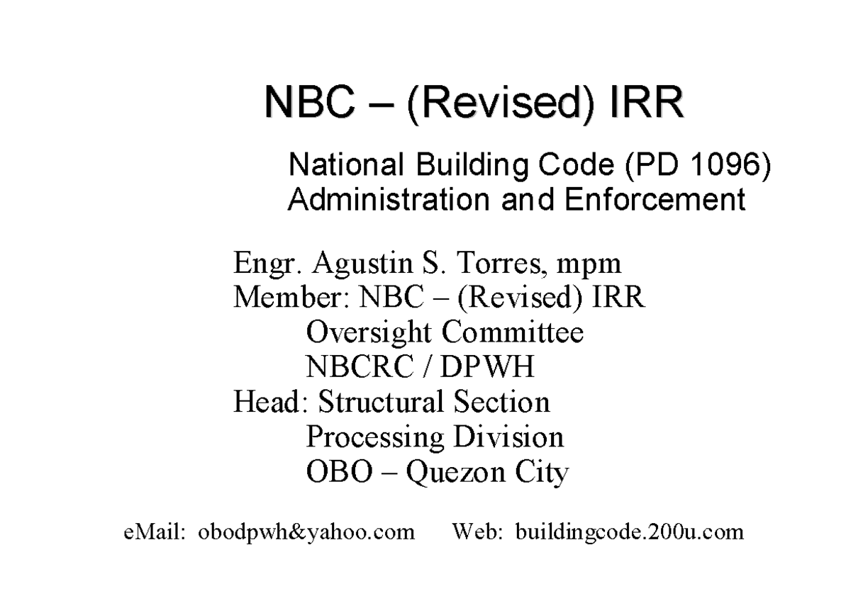 Toaz - no hassle and too short - NBC –NBC – (Revised) IRR (Revised) IRR ...