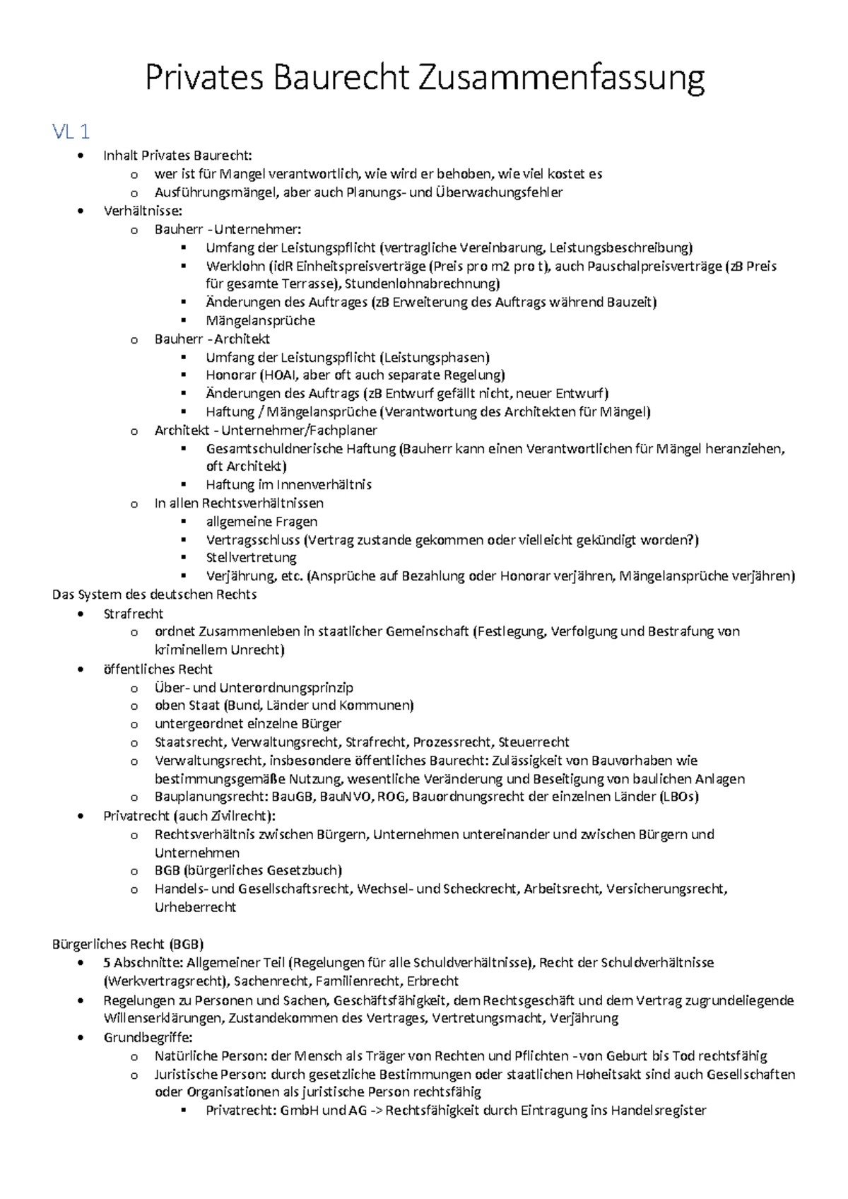 Privates Baurecht Test 2: Fragen zu Bauvertragsrecht und Werkverträgen ...