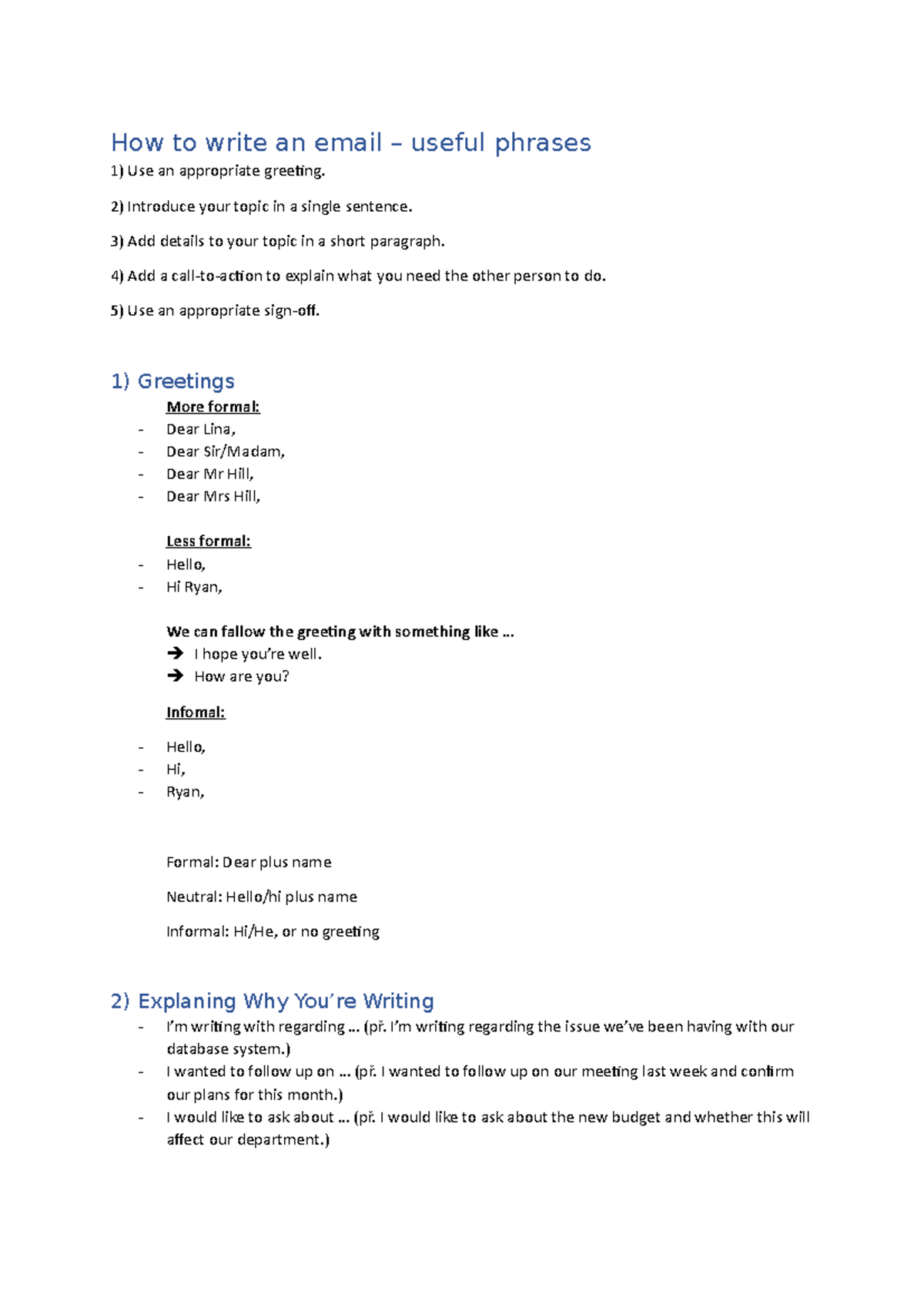 Effective Email Writing: Key Phrases and Tips for Communication - Studocu