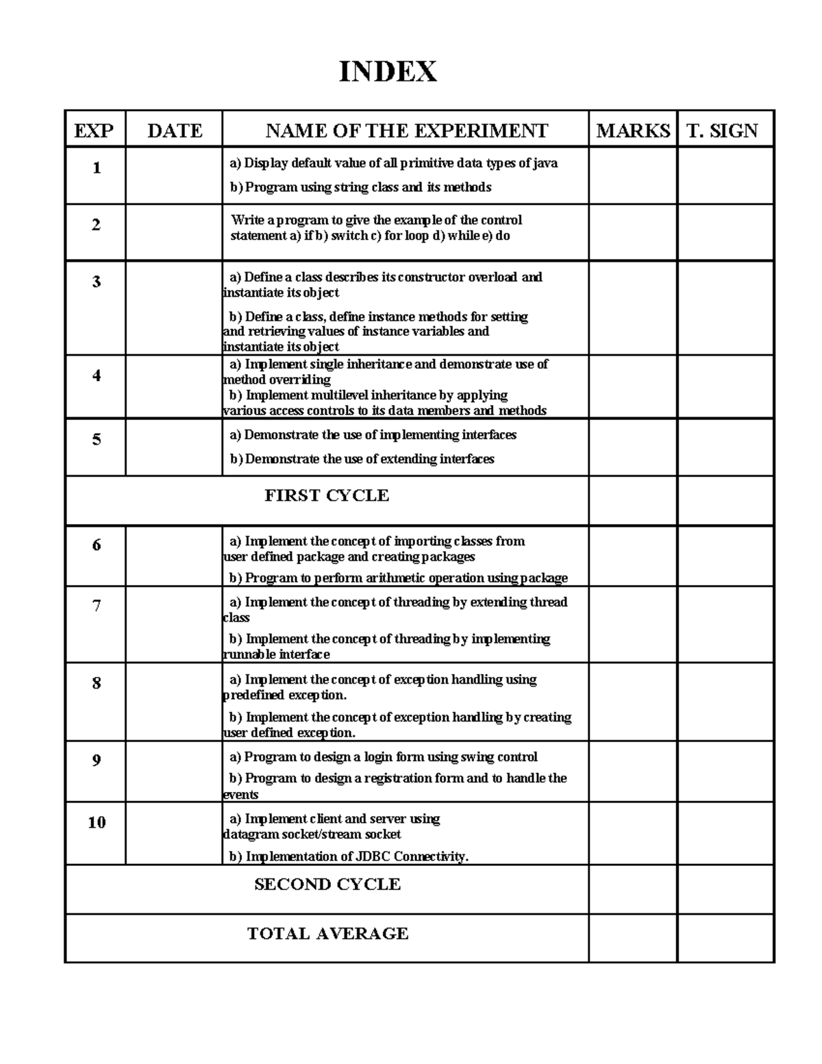 Java Manual: Experiment Guide for DAM 2025 - Studocu