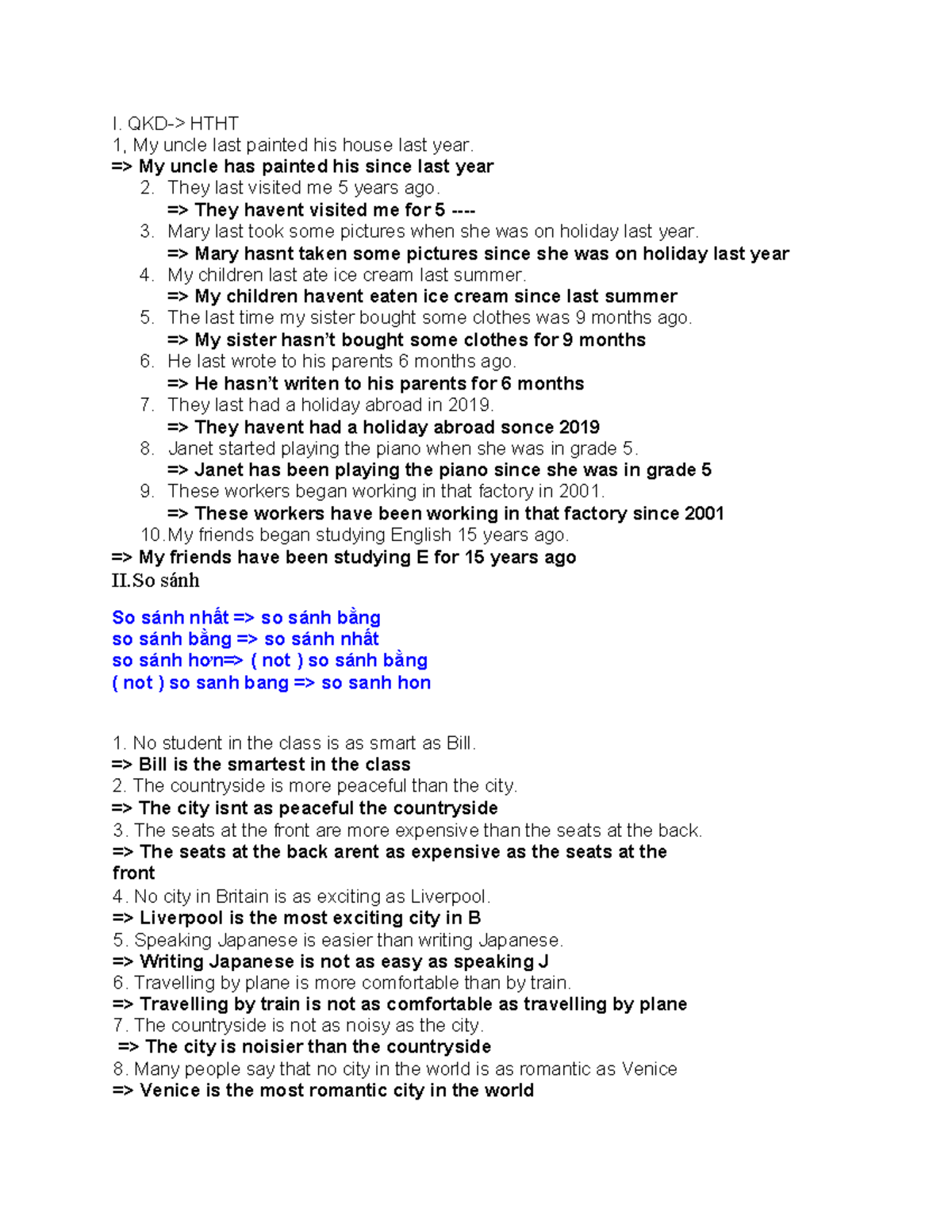 TA B1 - English Grammar Practice: Tenses, Comparatives, and Clauses ...