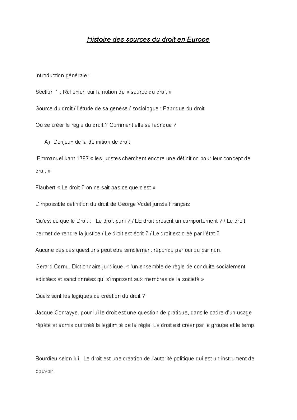 Histoire des Sources du Droit en Europe : Introduction et Réflexions ...