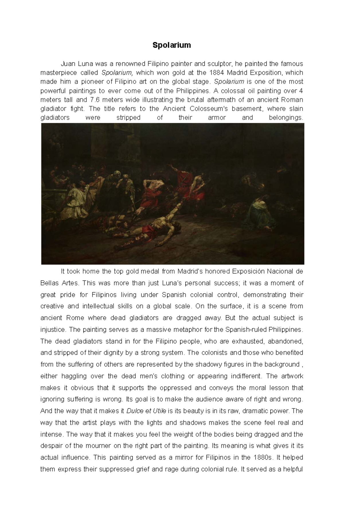 C - Artapp: Analyzing Juan Luna's Spolarium Masterpiece - Studocu