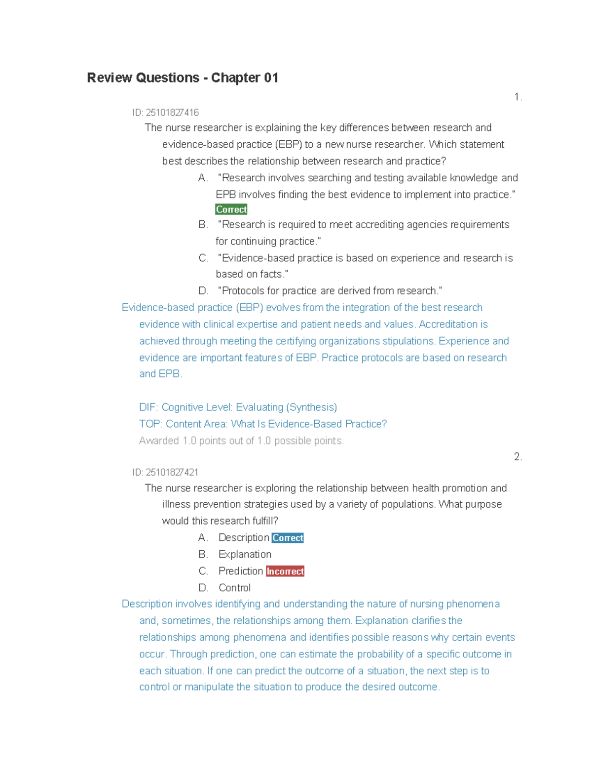 Review Questions for Nursing Research - Chapter 01 - Studocu