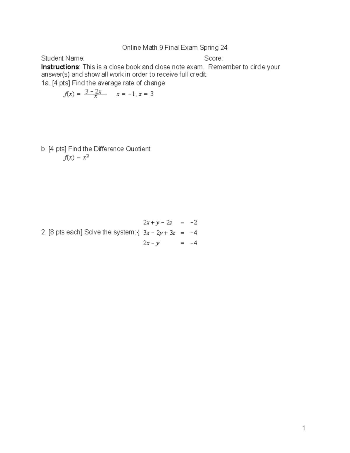Mat200 exam1 fall2023 - MAT - MAT 200 Exam 1 Instructions The following ...