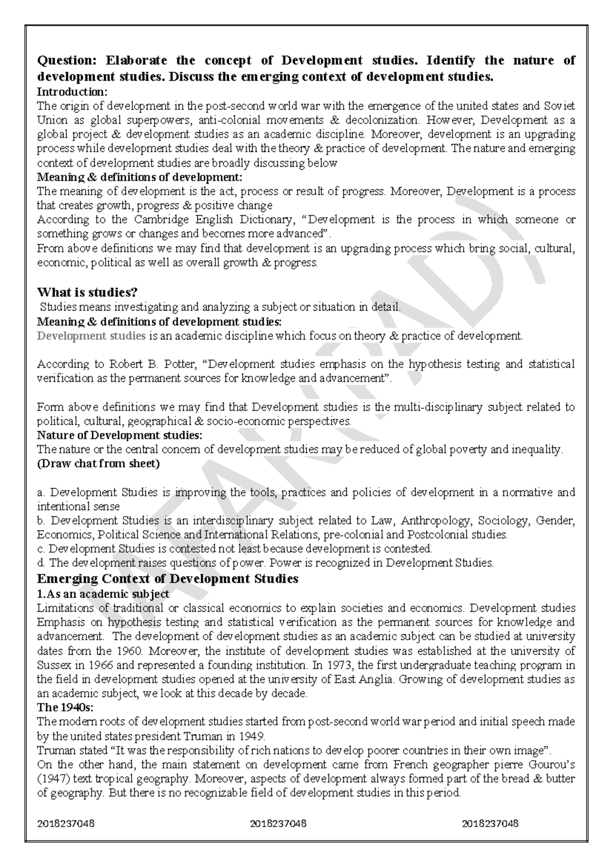 Development Studies-1: Exploring Concepts & Emerging Contexts - Studocu
