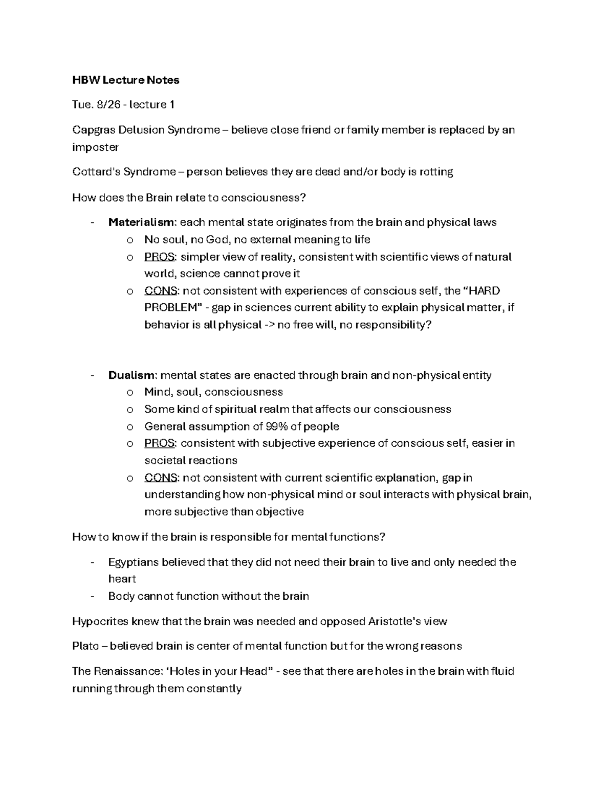 Neurotransmitters and Nervous System Function: Lecture Notes for PSY ...