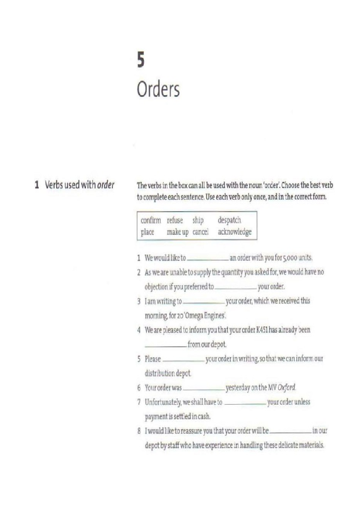 Unit 5 - Verbs Used with Orders and Email Instructions - Studocu