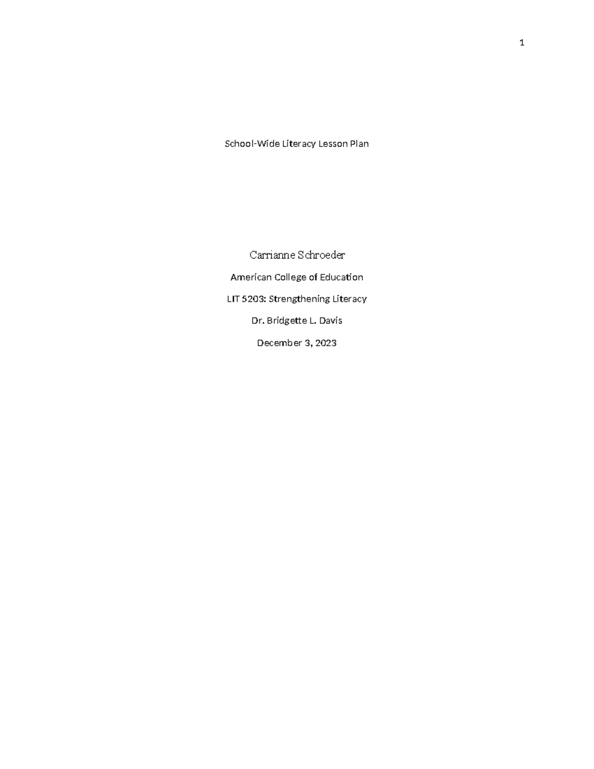 LIT 5203: Literacy Committee Action Plan for Titan Elementary - Studocu