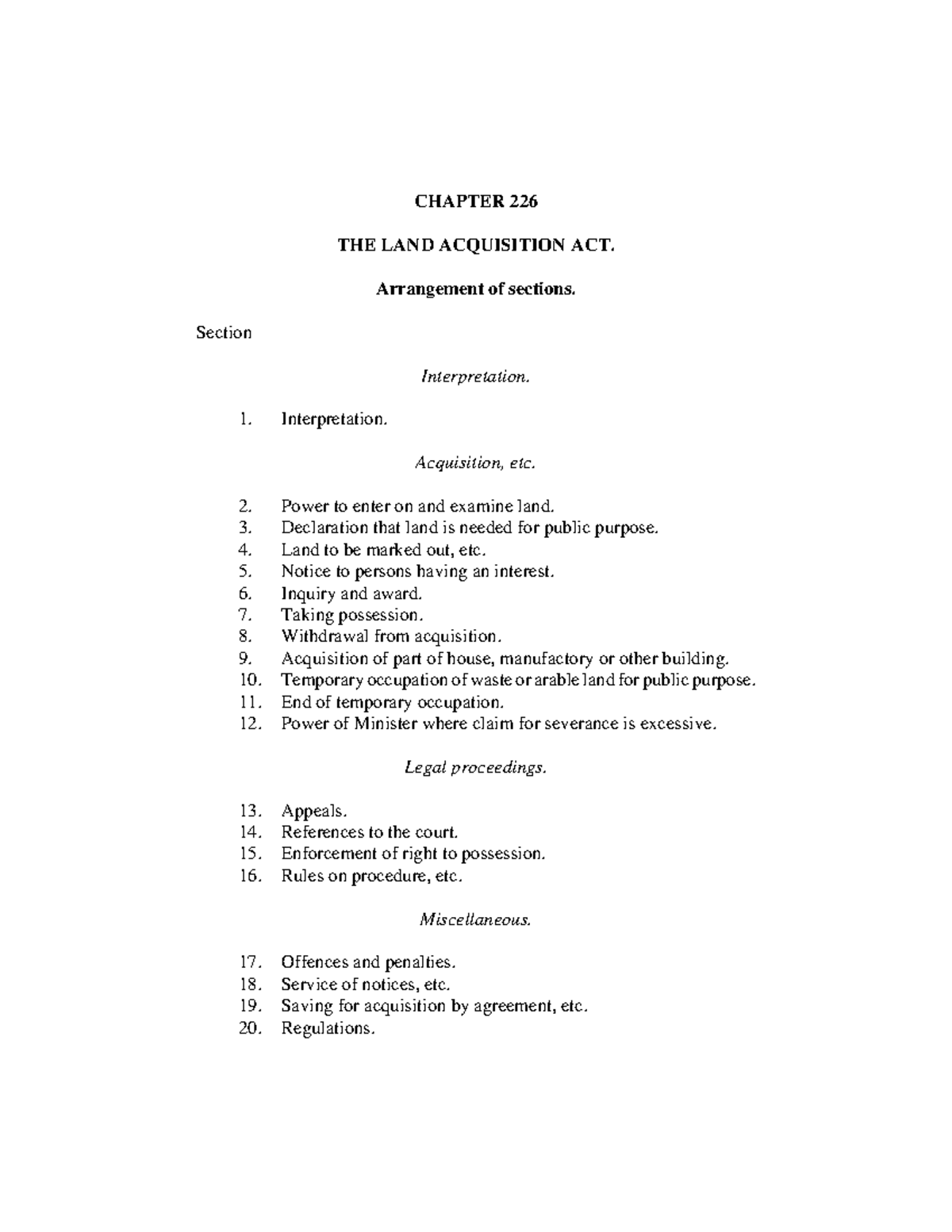 Land-Acqusiton-Act-Chapter 226 - CHAPTER 226 THE LAND ACQUISITION ACT ...