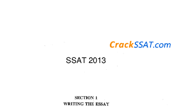 SSAT 2013 Writing & Verbal Reasoning Practice Test - Studocu