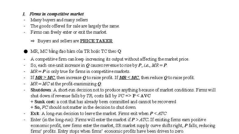 Revision - Final Exam - Microeconomics (Course Code: 1) - Studocu