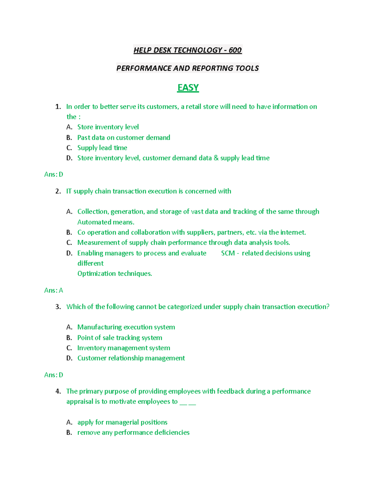 HDT 600 CA-TEST 2 - Multiple Choice Questions & Answers - Studocu