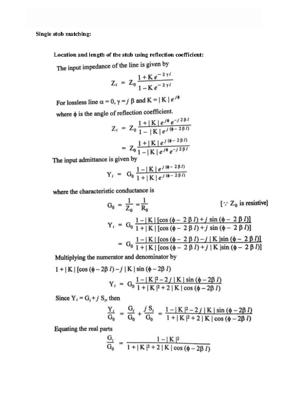Single Stub match - TRansmission lines and RF Systems - UNIT – III ...