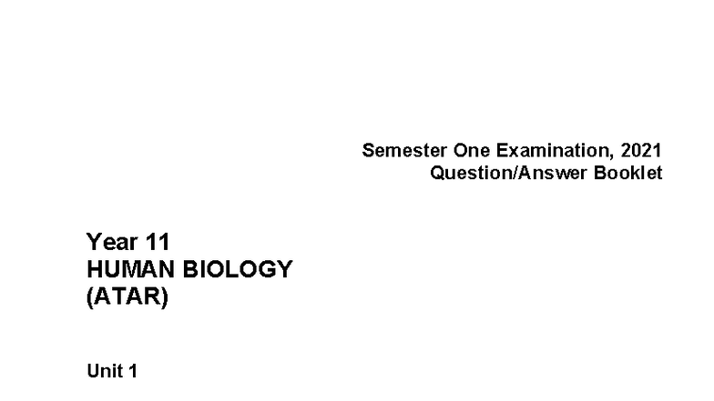 Y11 HB Unit 1 Semester 1 Exam 2021 Answer Booklet - Studocu
