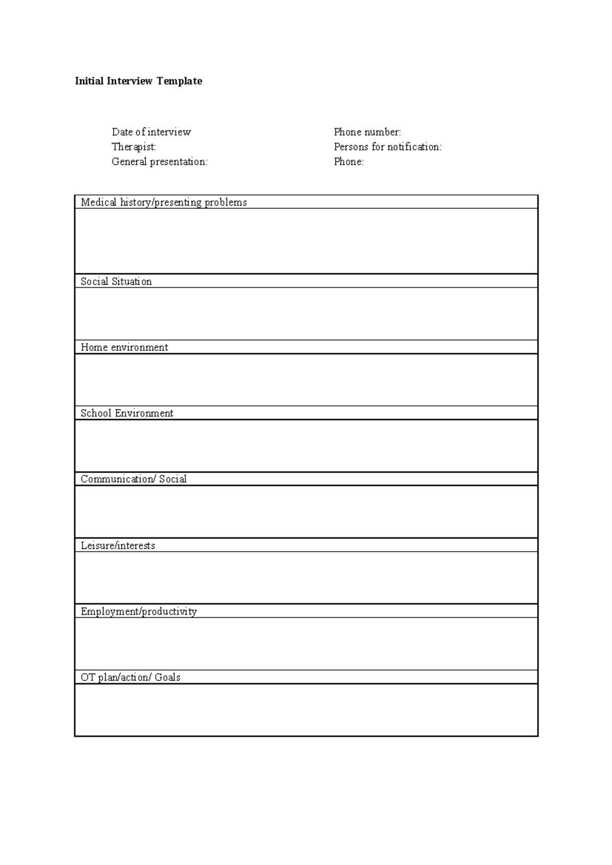 OTP1 Practicum Initial Interview Template(3) - 400907 - Initial ...