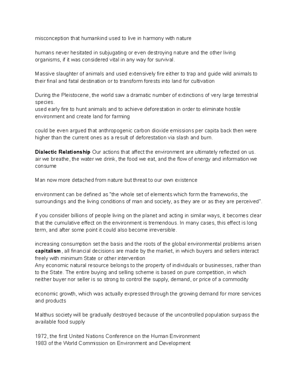 ENV 101: Environmental Lecture Notes on Human-Nature Relationship - Studocu