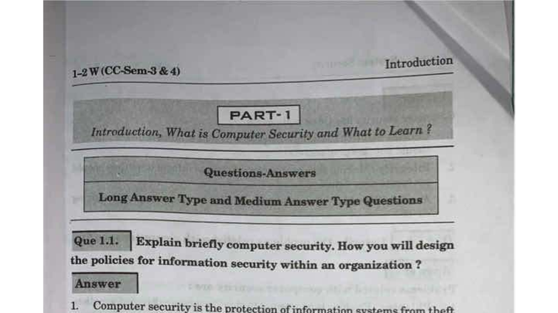 Computer System Security W 4) Long Answer Type Questions - Studocu