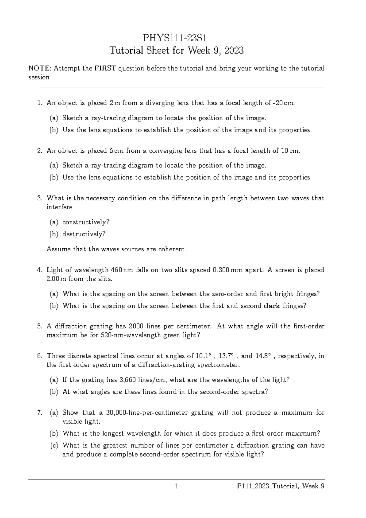 P111 2023 Week 9 Physics Tutorial Questions and Solutions - Studocu