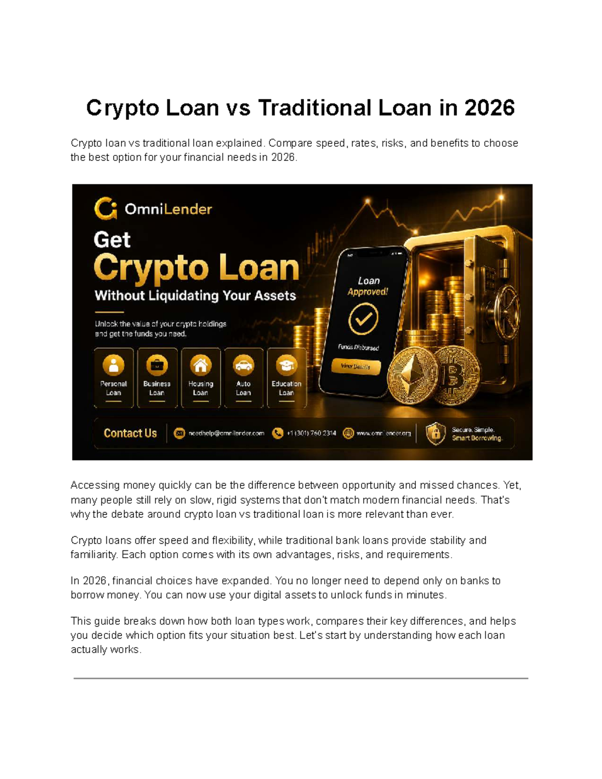 Crypto Loans vs Traditional Loans: A 2026 Comparison Guide - Studocu