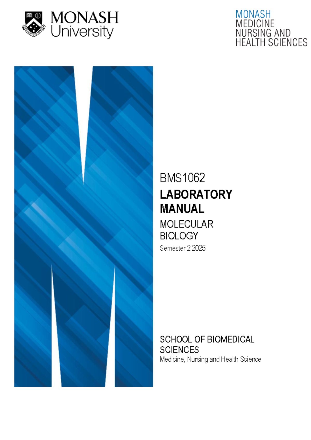 BMS1062 Molecular Biology Laboratory Manual - Semester 2 2025 - Studocu