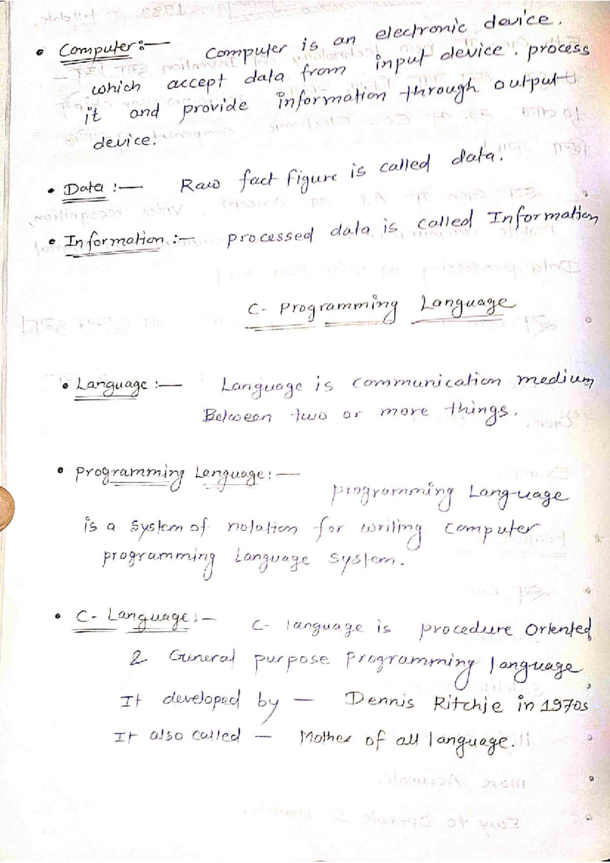 Computer 3 - Programming Language Concepts and Data Processing Notes ...