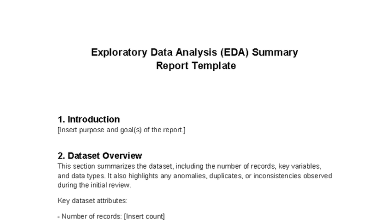 EDA Summary Report Template: Key Findings & Data Insights - Studocu