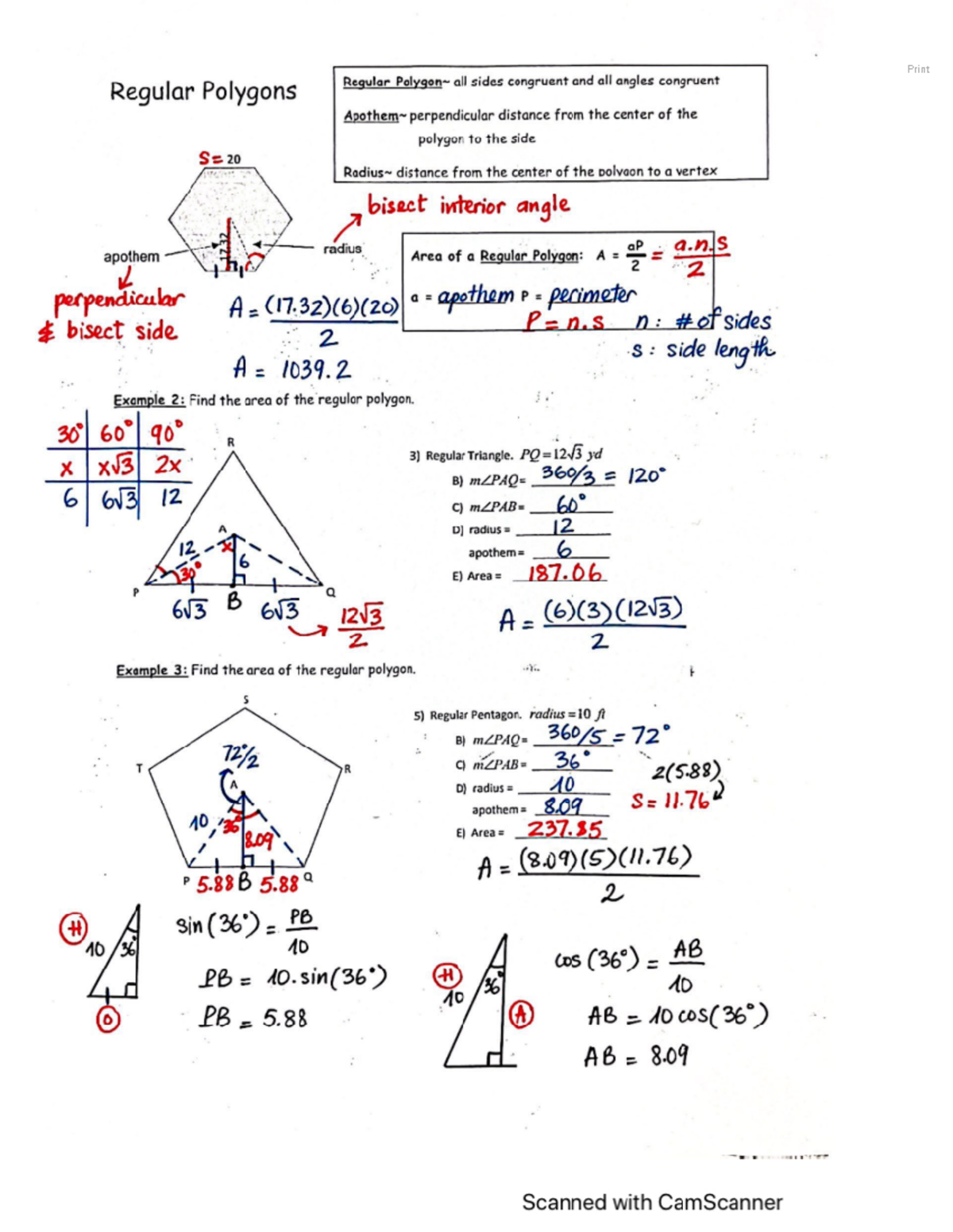 04 25 - Area of Regular Polygon NOTE Schoology - Print - Studocu