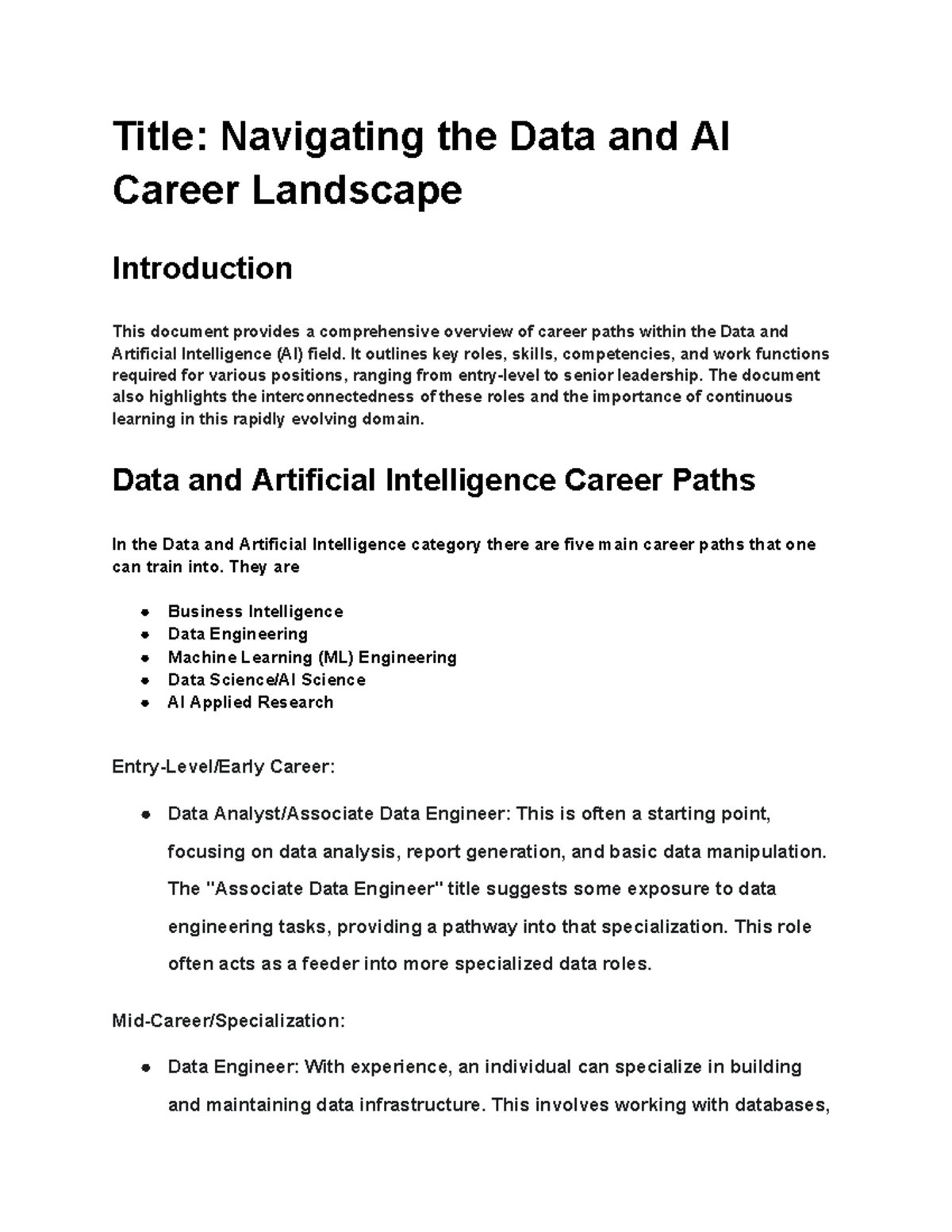Title: Career Paths in Data & AI: ICT Skills Framework - LLM Data - Studocu