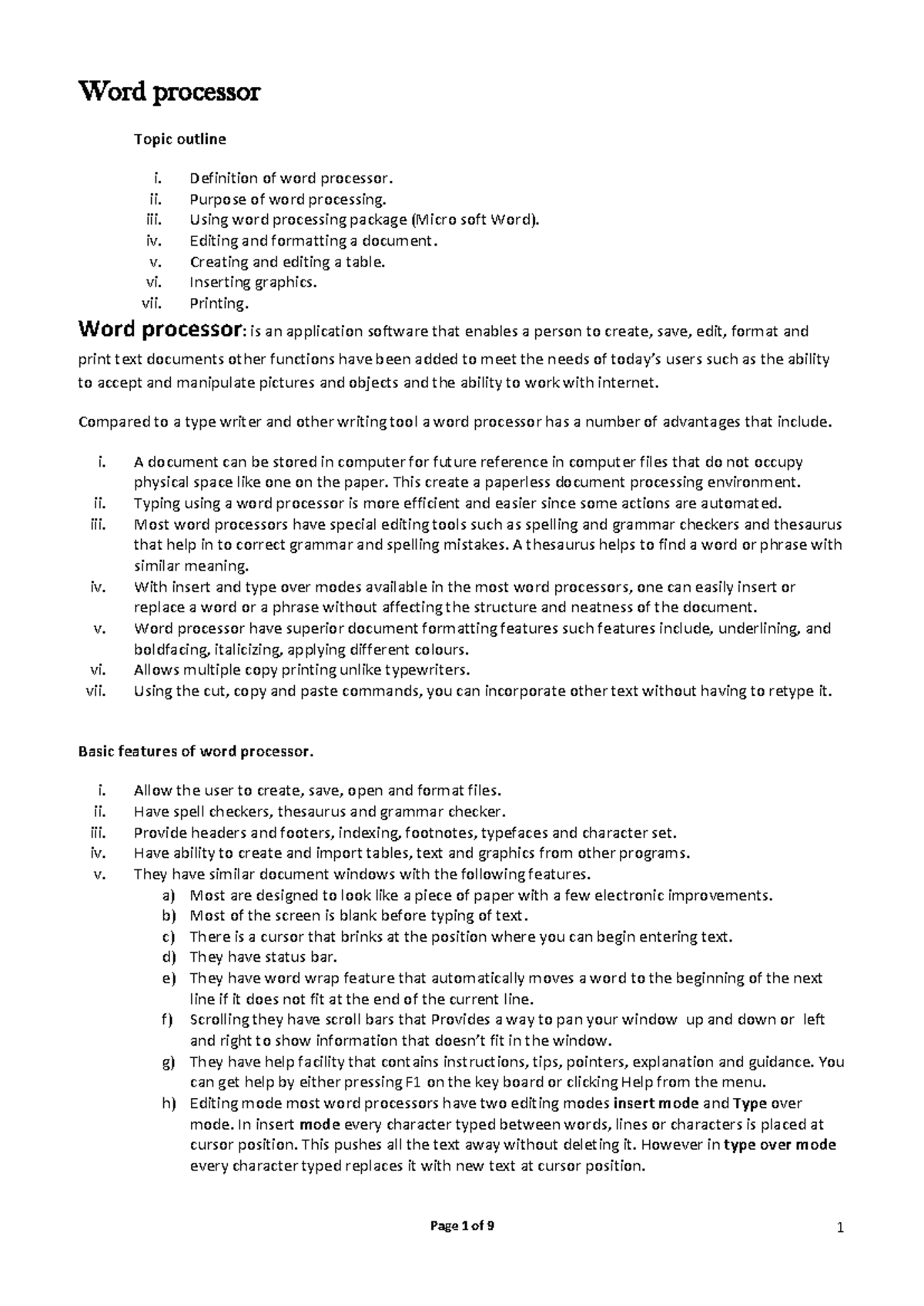 Introduction to Word Processors (COMP 101) - Overview and Functions ...