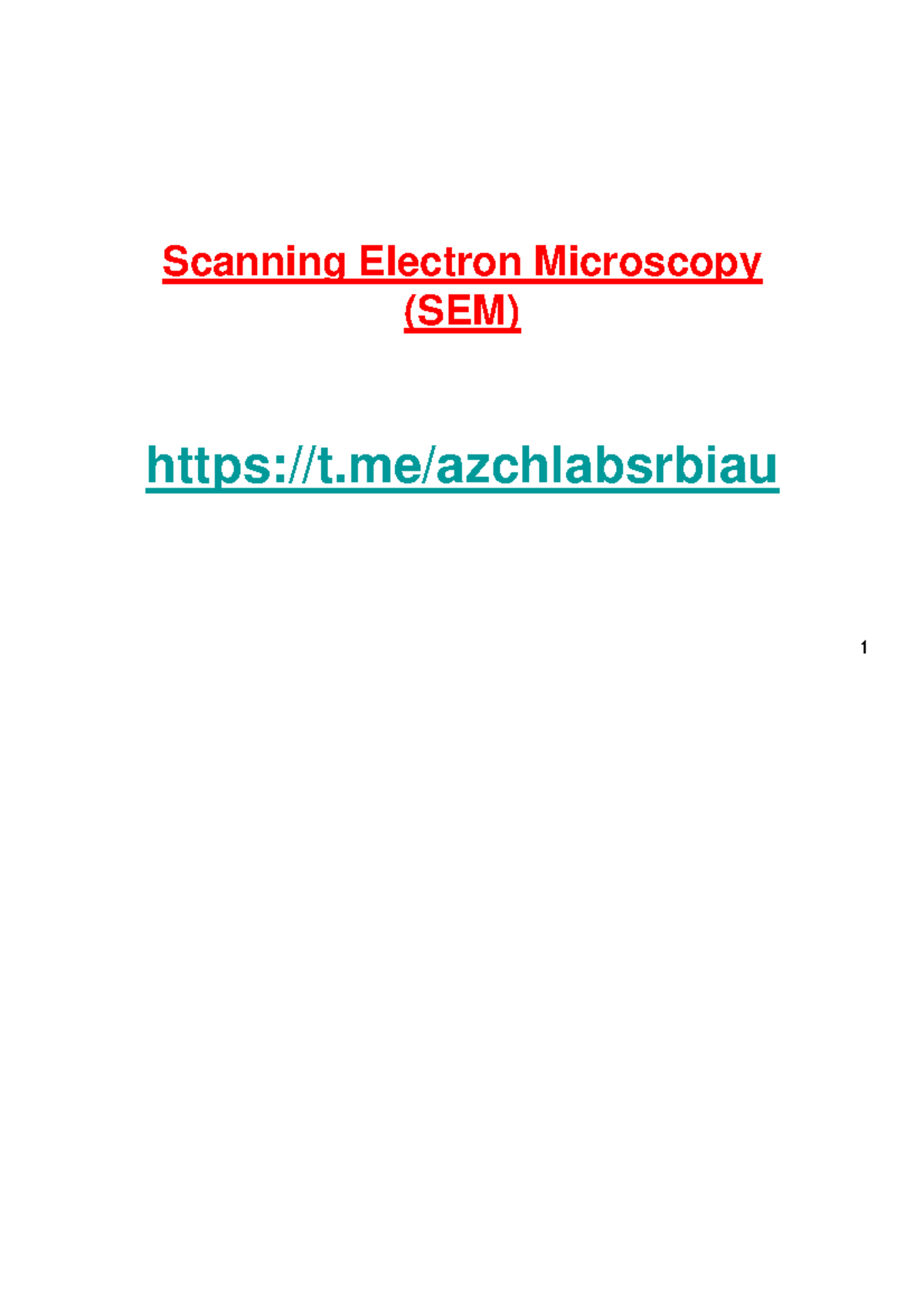 Pdf - Lecture notes 1 - Scanning Electron Microscopy (SEM) t ...