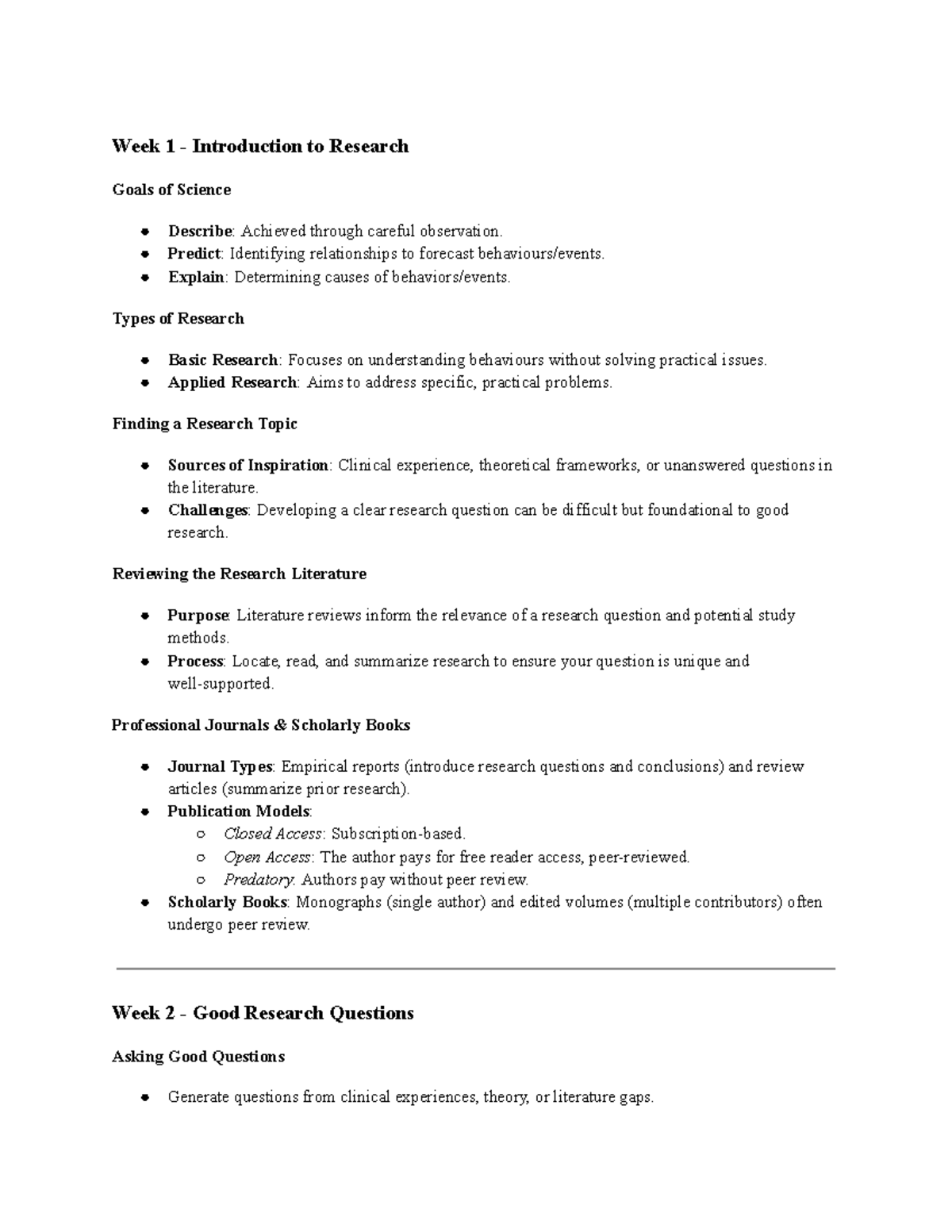 Midterm 1 summary - Week 1 - Introduction to Research Goals of Science ...