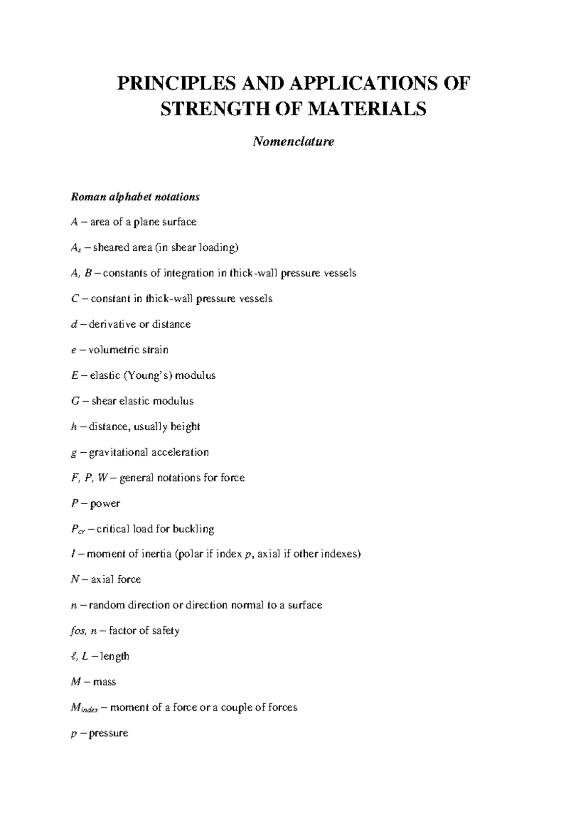 SM Final Exam Formula Sheet: Strength of Materials Principles - Studocu