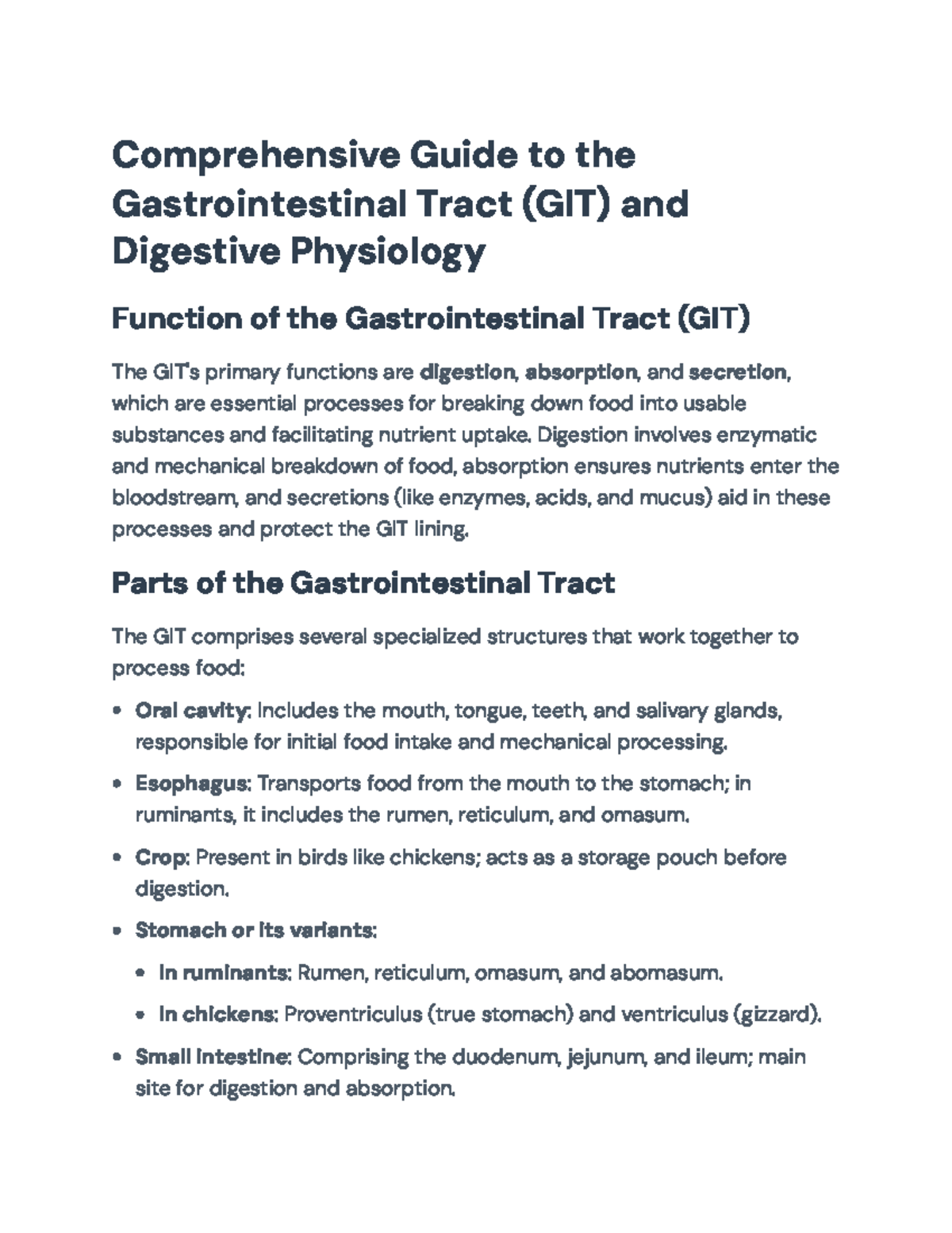 Comprehensive Guide to GIT Physiology and Functions: Key Insights - Studocu
