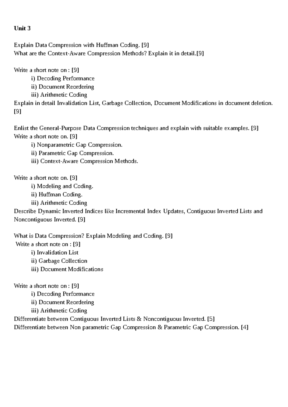 IR Past Questions - Unit 3 Explain Data Compression with Huffman Coding ...
