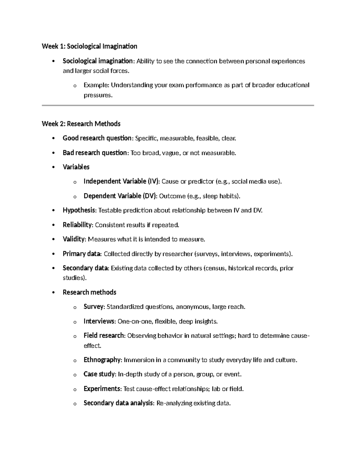 Sociology Course Notes: Key Concepts Overview (SOC 101) - Studocu