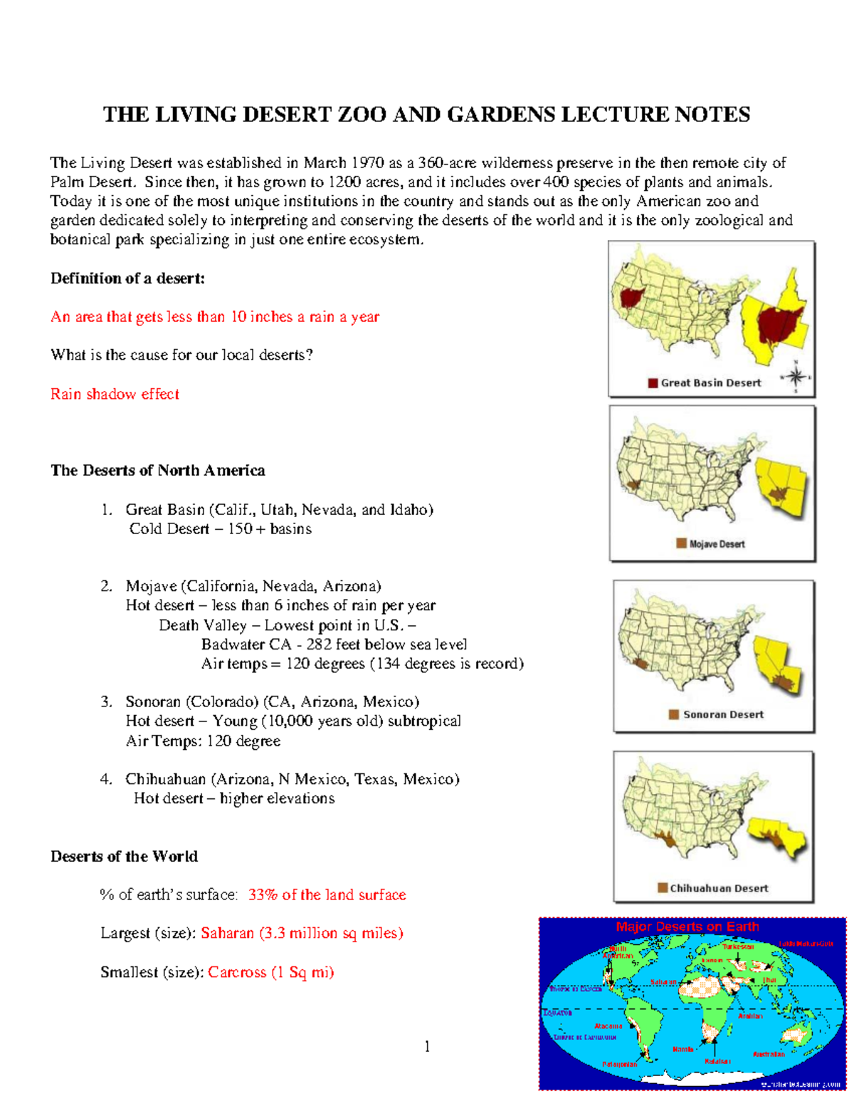 THE LIVING DESERT ZOO AND GARDENS LECTURE NOTES - Studocu