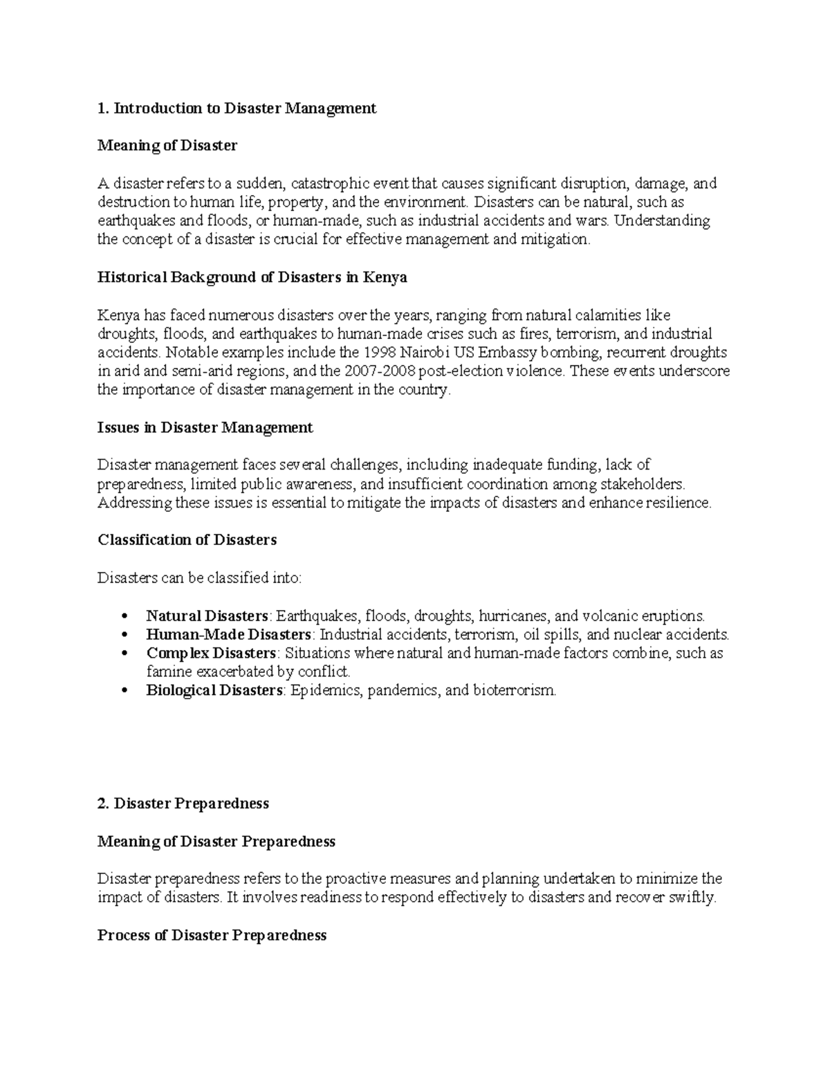 Disaster Management (DM) Summary Notes: Key Concepts & Strategies - Studocu