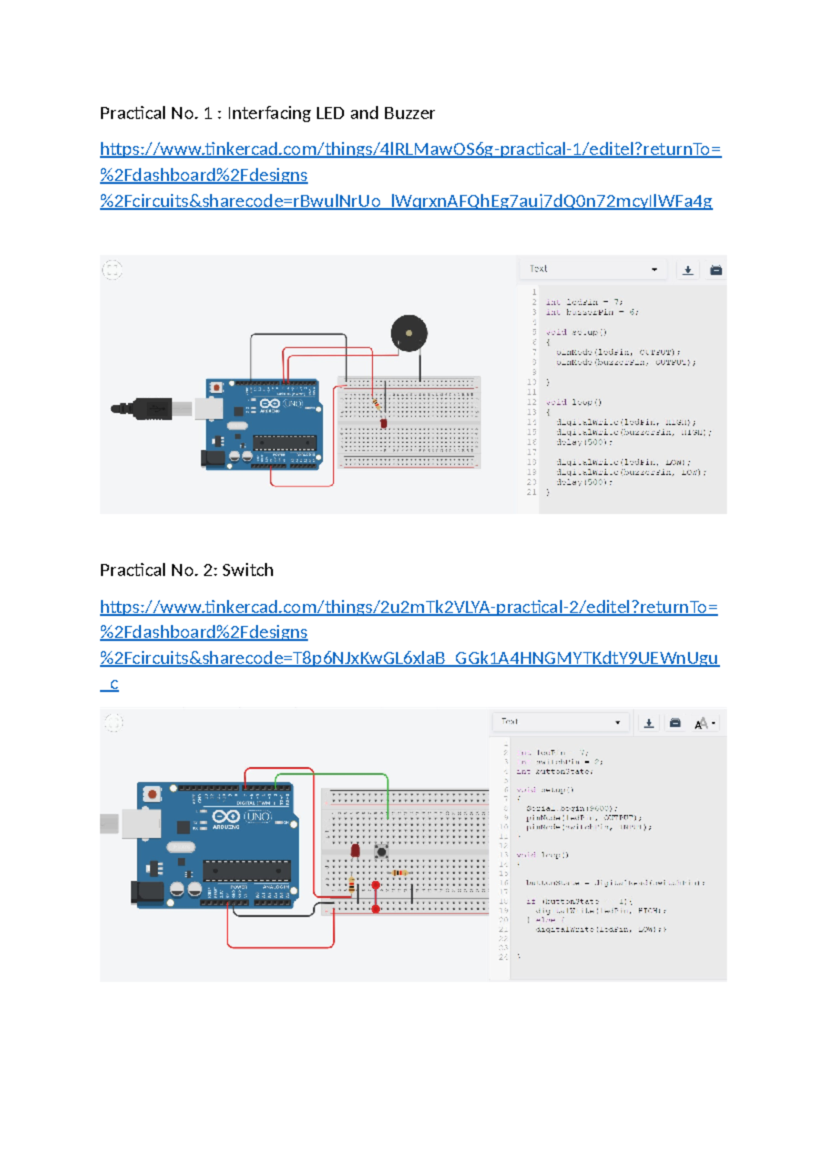 Practicals - .............. - Practical No. 1 : Interfacing LED and ...