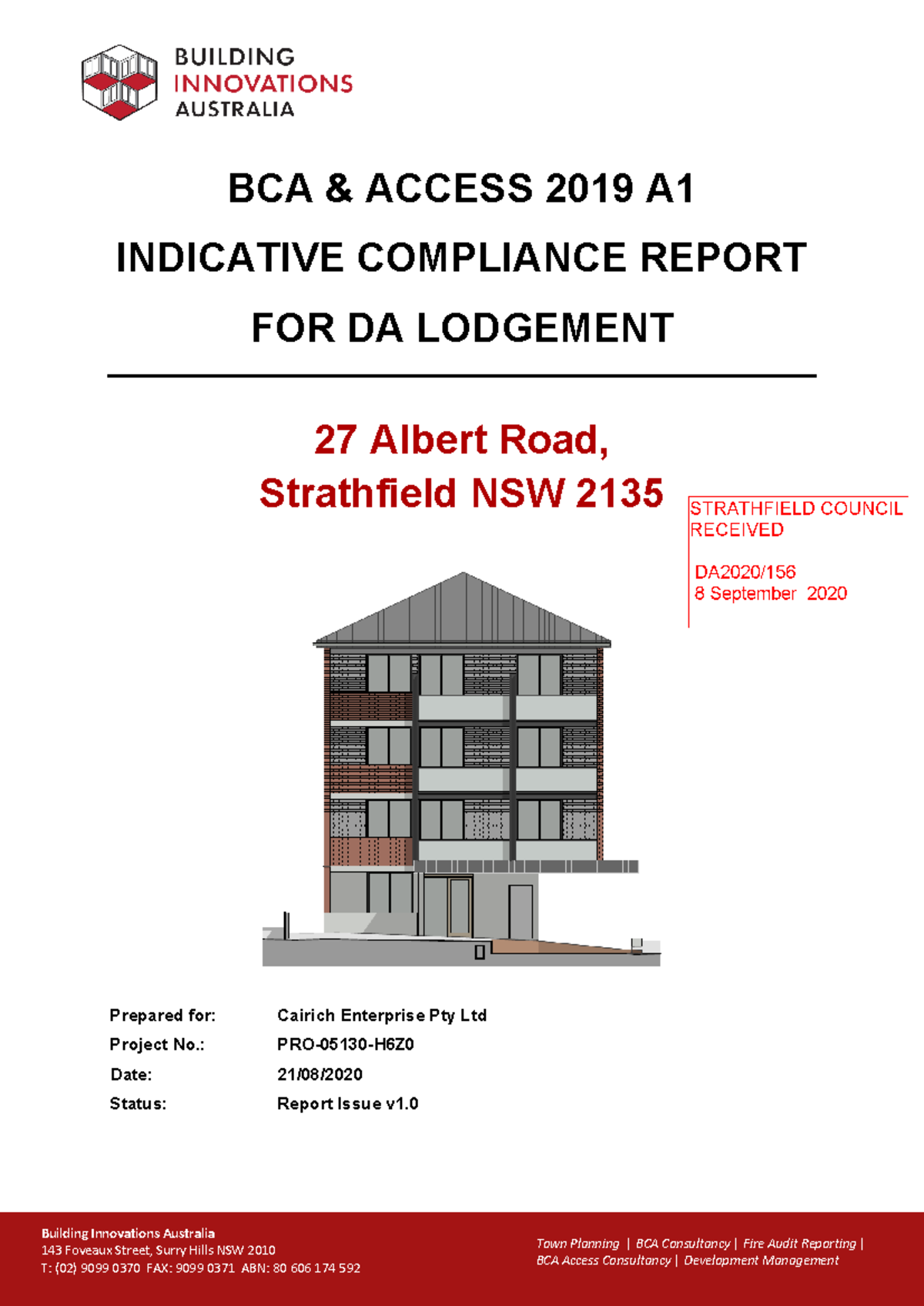 DA2020 - Compliance Assessment Report for BCA Volume 1: Residential ...
